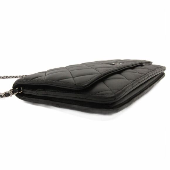 Chanel Matelasse Classic Chain Wallet Shoulder Bag Black Black - Picture 2 of 9